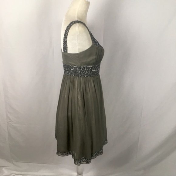 Adrianna Papell Evening Gray Beaded Sleeveless Dress Women Size 6 Formal Wedding - Picture 5 of 8